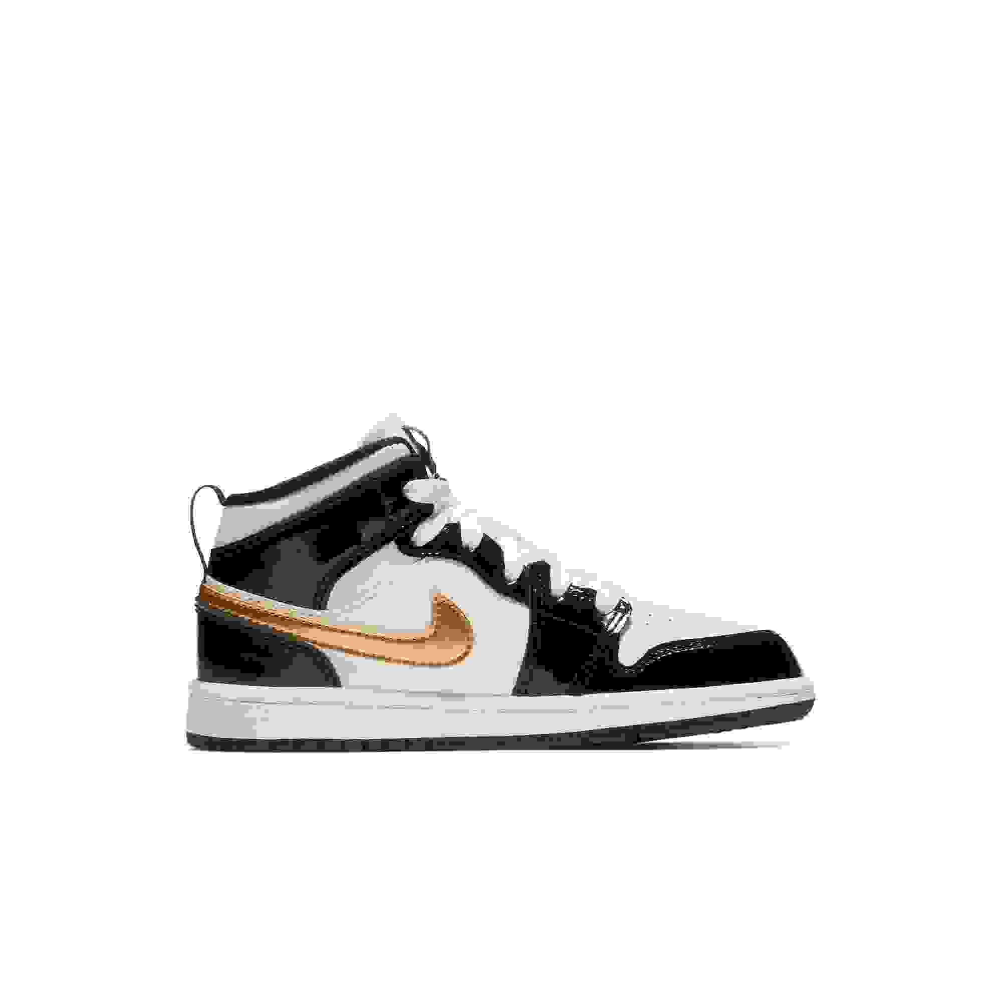 Jordan 1 Mid SE Preschool Kids' "Black Gold" Shoe